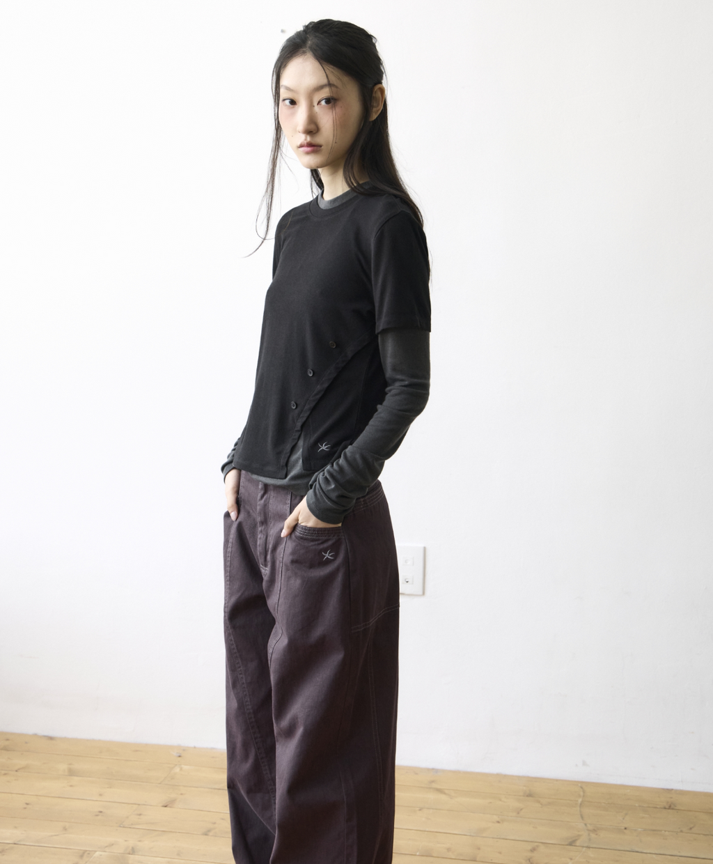 【TCM】 layered button long sleeve - 2 colors