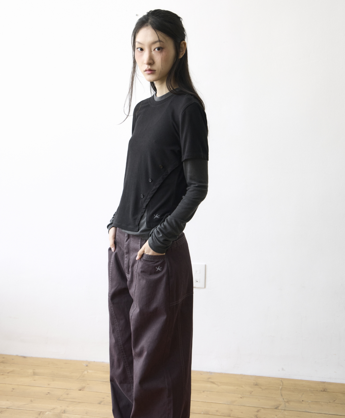 【TCM】 layered button long sleeve - 2 colors