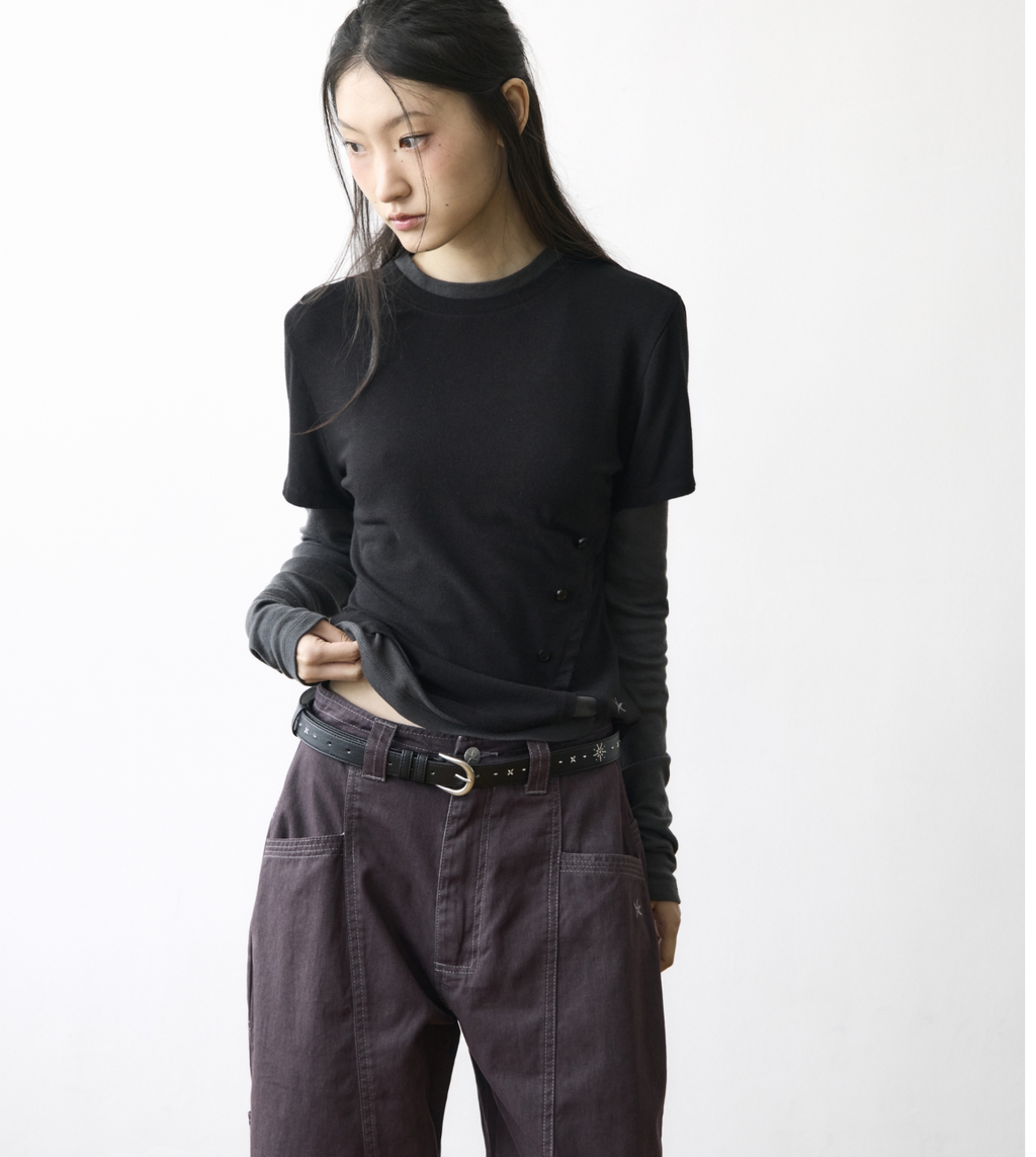【TCM】 layered button long sleeve - 2 colors