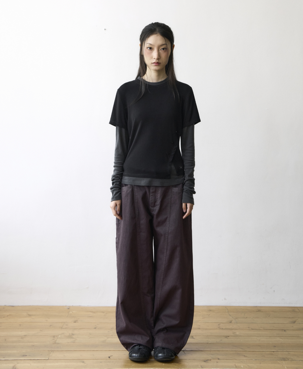 【TCM】 layered button long sleeve - 2 colors