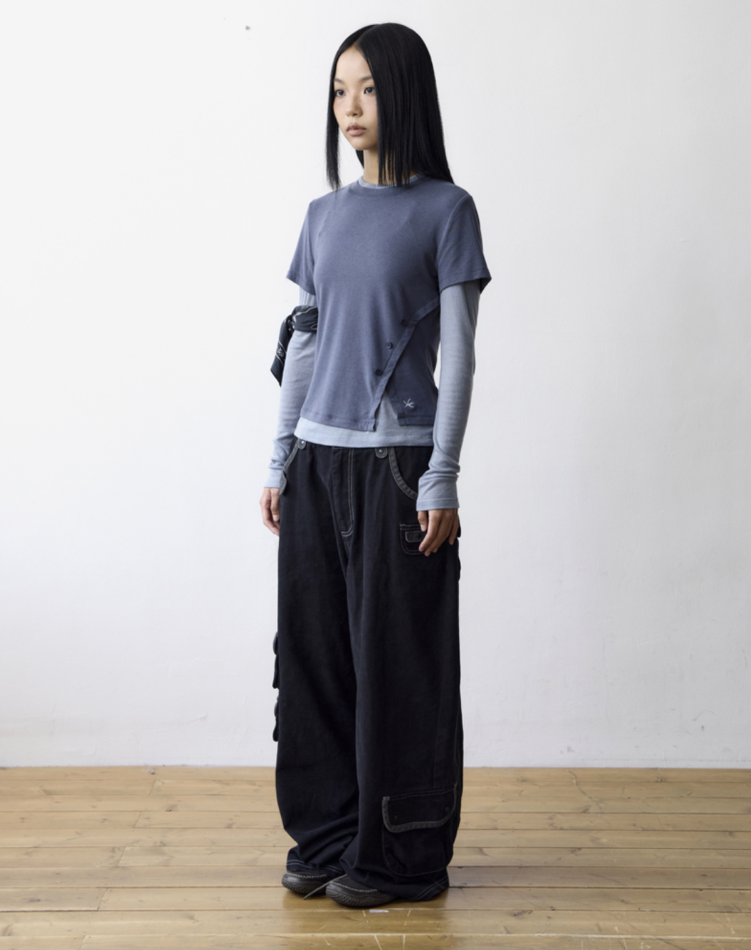 【TCM】 layered button long sleeve - 2 colors