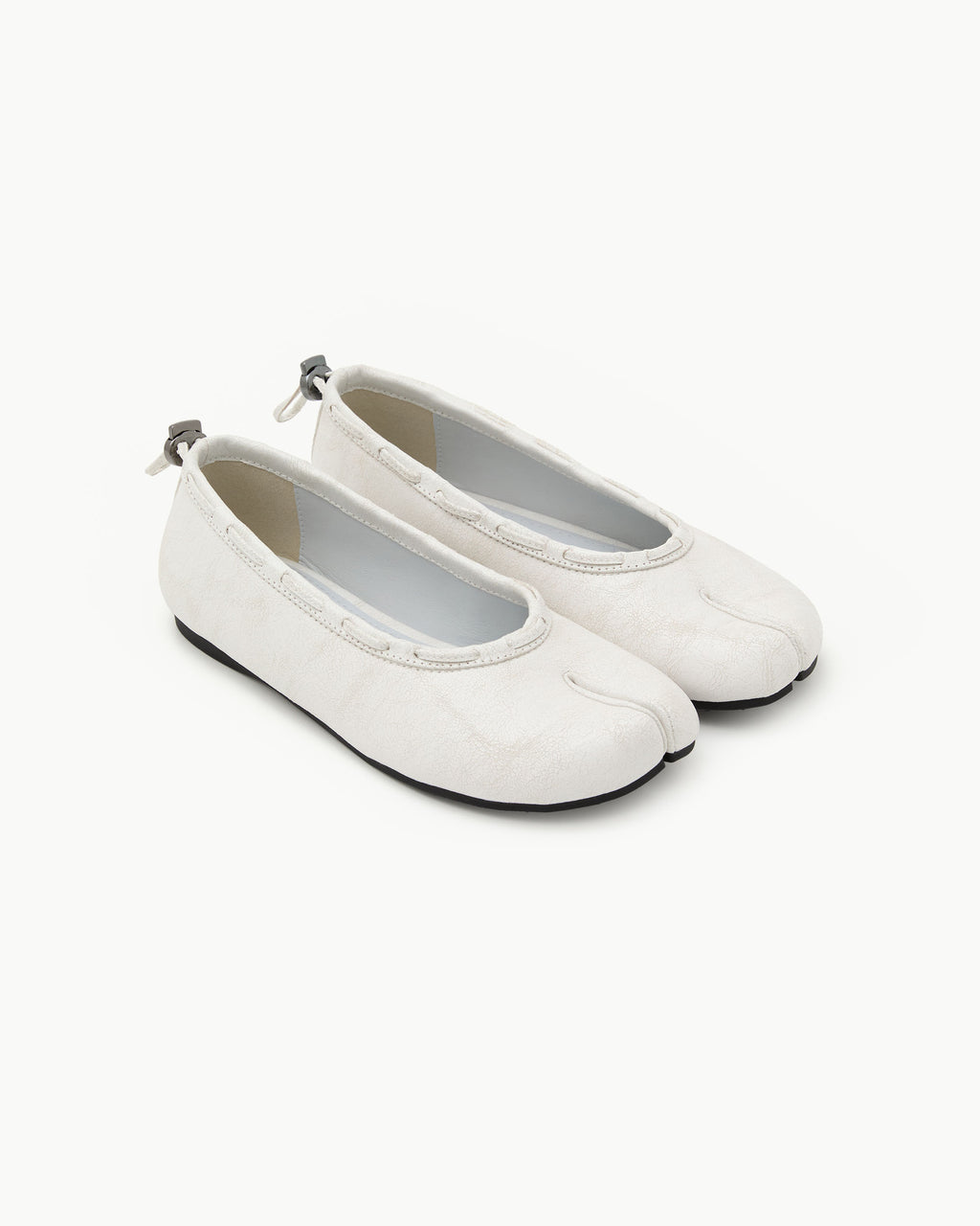 【PAES】Leather String Vintage Flat  [ White / Black ]