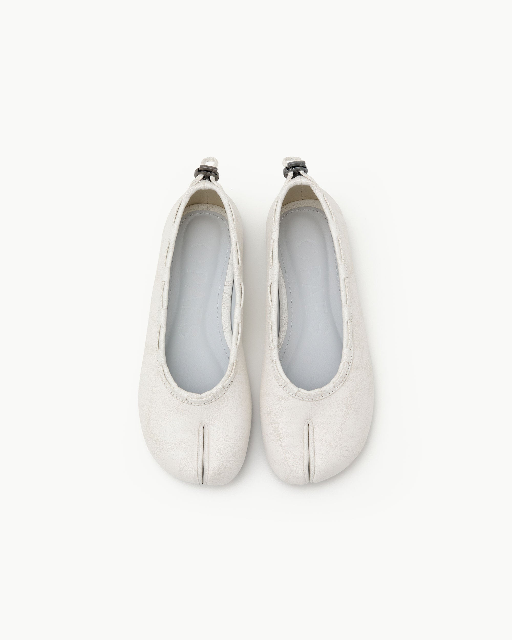 【PAES】Leather String Vintage Flat  [ White / Black ]