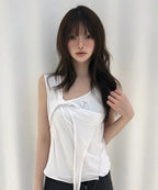 【Flare up】3-Layered Braided Sleeveless [Black / White / Gray]
