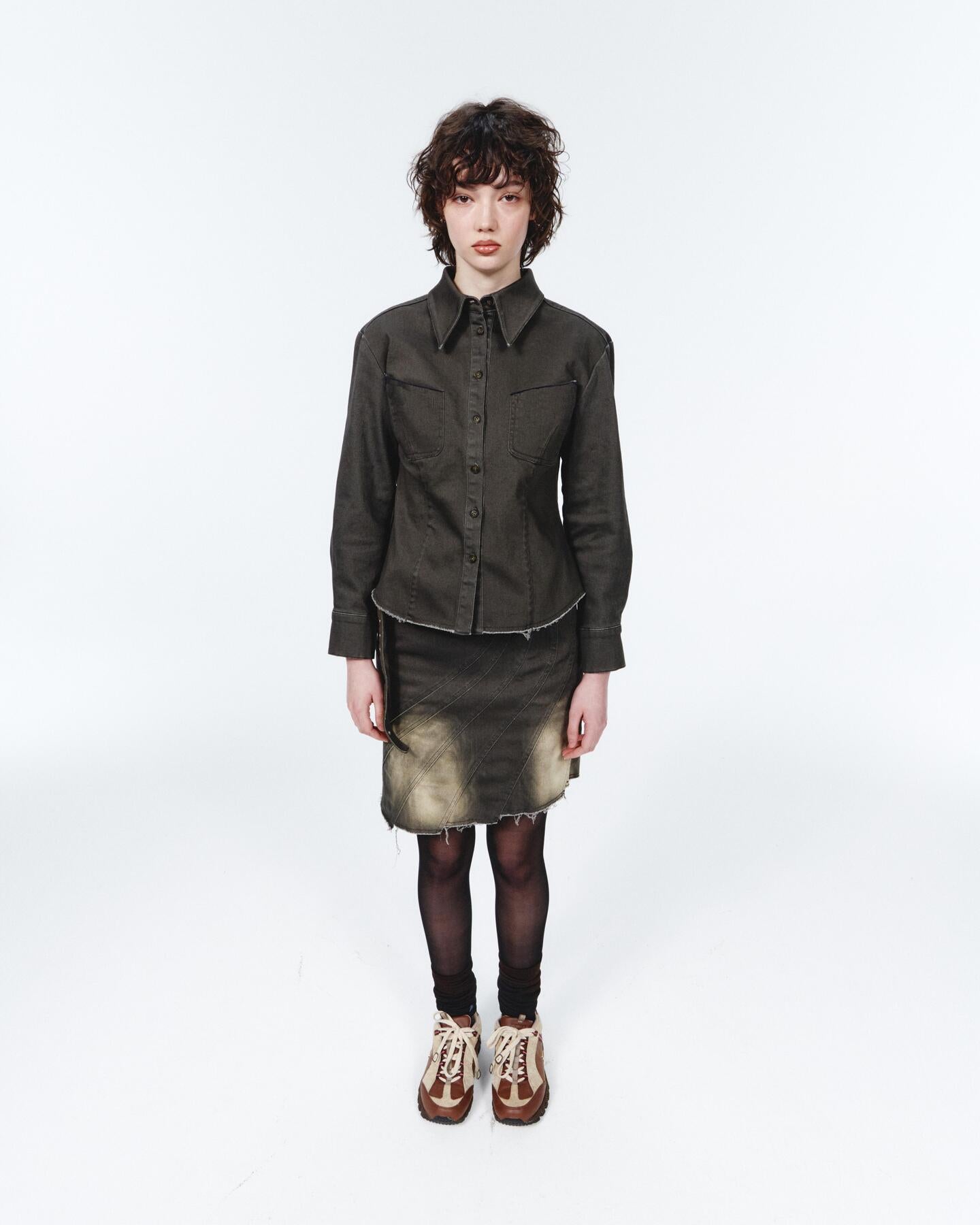 【odlyworkshop】Washed Denim Mini Skirt - 2 colors
