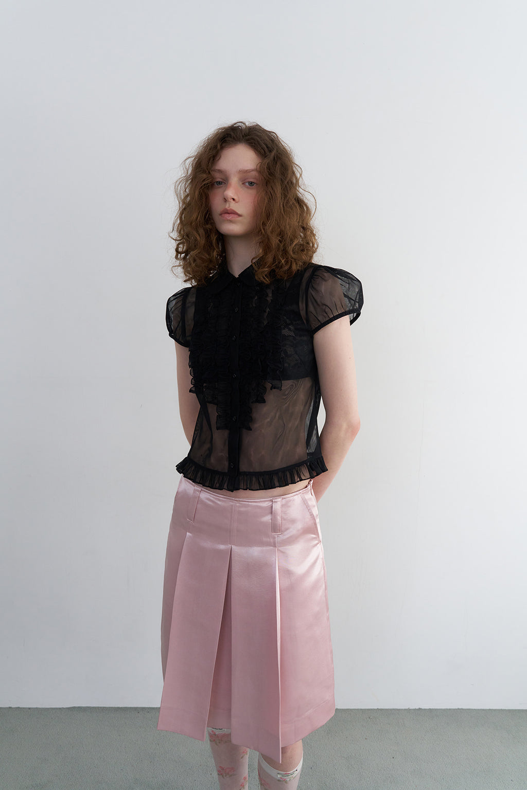 【overdue flair】VICTORIAN FRILL MESH BLOUSE - 2 colors