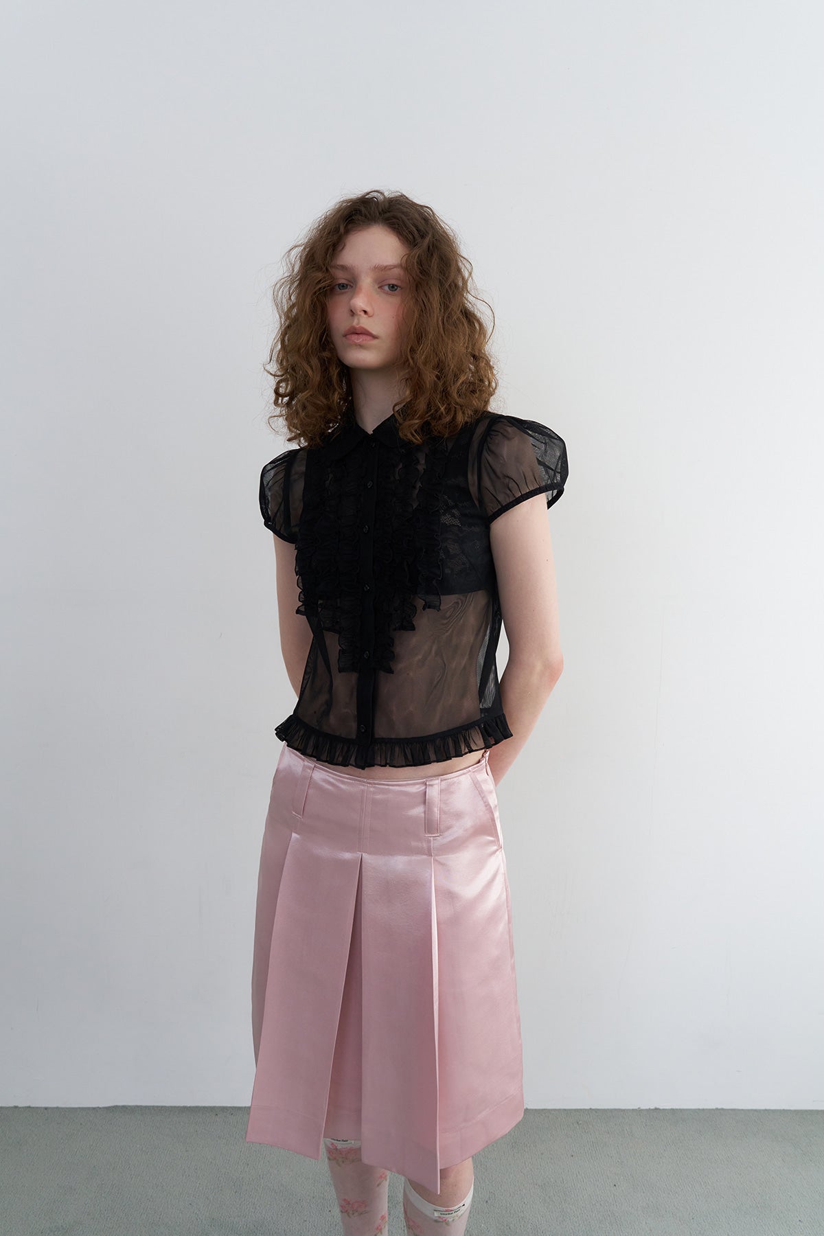 【overdue flair】VICTORIAN FRILL MESH BLOUSE - 2 colors
