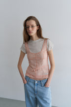 【overdue flair】MESH CORSET SLEEVELESS - 2 colors