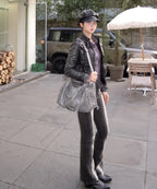 【Fancy Club】BELTED WASHING LEATHER BAG [Black / Gray / Baby Pink]