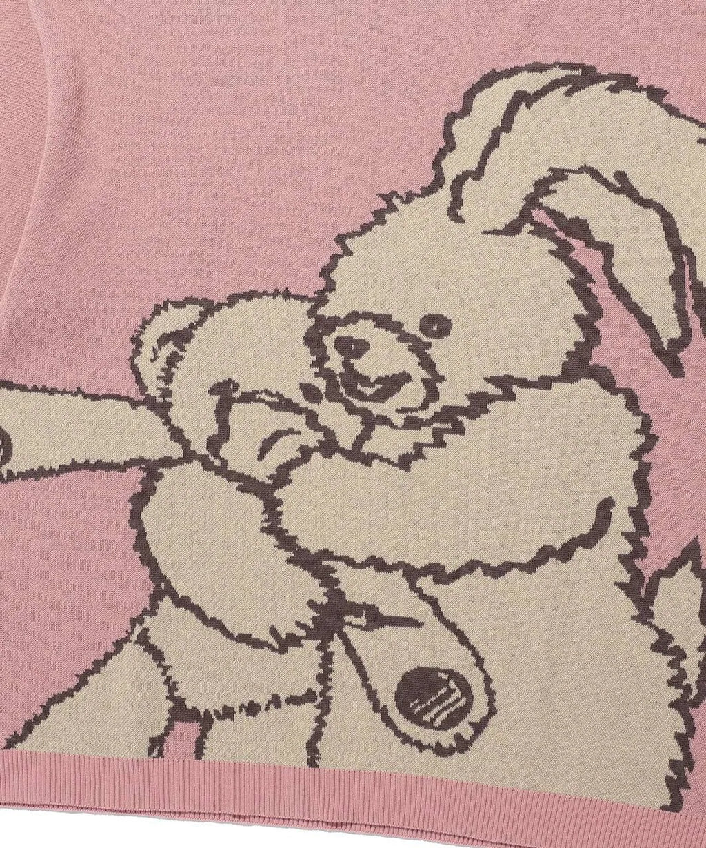 【niceghostclub】kidnapping big big knit tee [charcoal/dust pink]