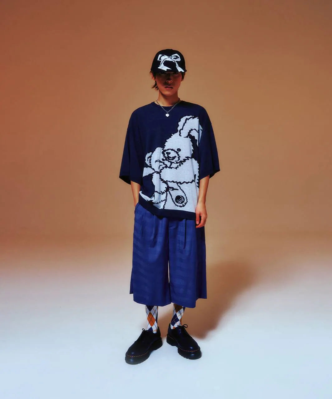 【niceghostclub】kidnapping big big knit tee [charcoal/dust pink]
