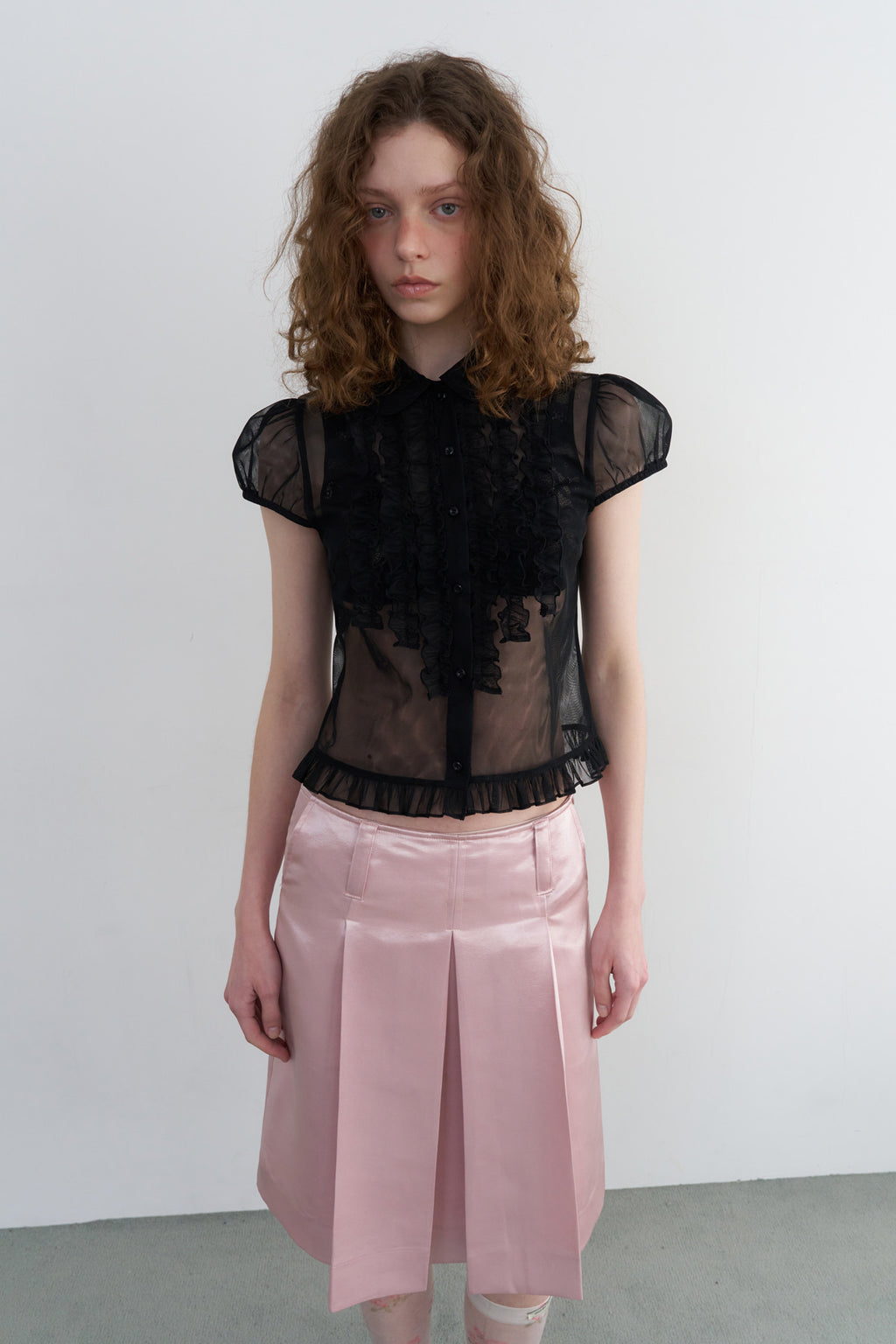 【overdue flair】VICTORIAN FRILL MESH BLOUSE - 2 colors