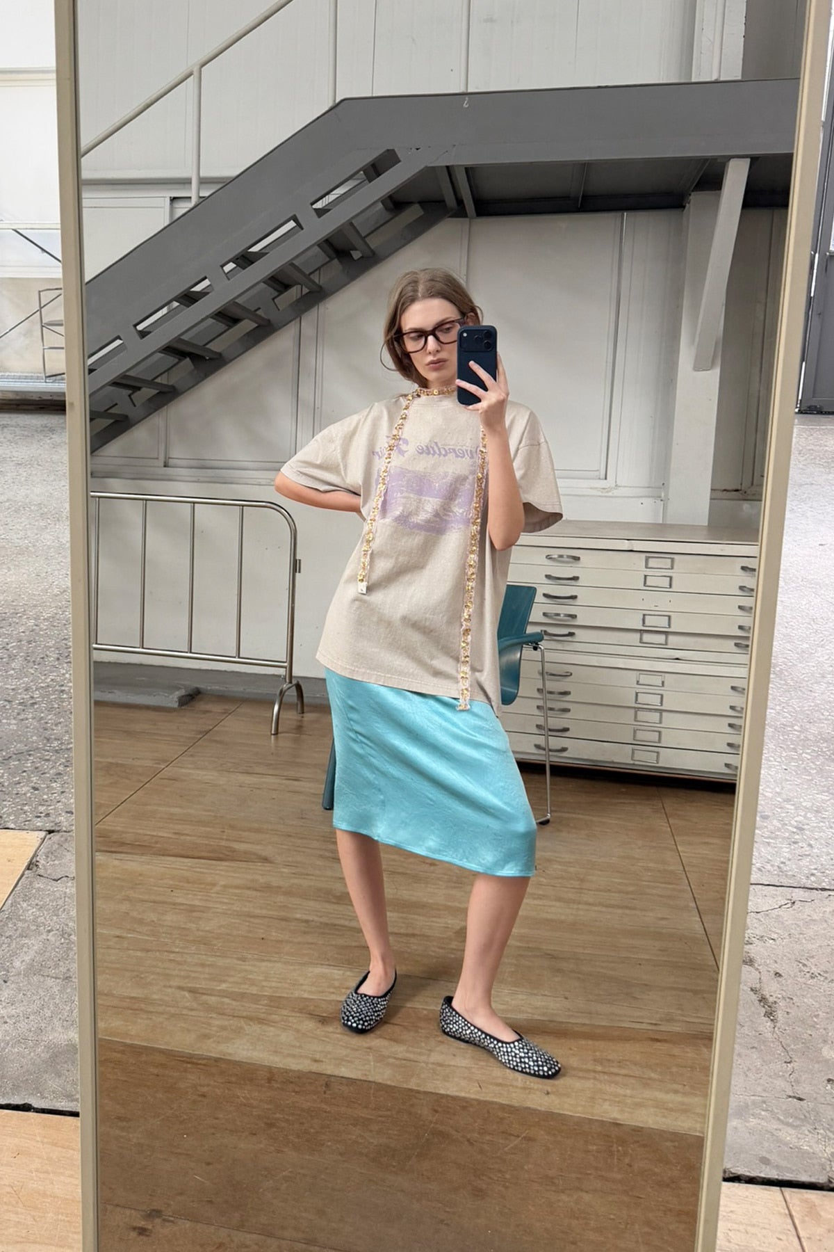 【overdue flair】BEADED LAYERED WRAP SKIRT - YELLOW/BLUE