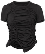 【Flare up】Handmade Twisted T-Shirt [White / Charcoal / Black]