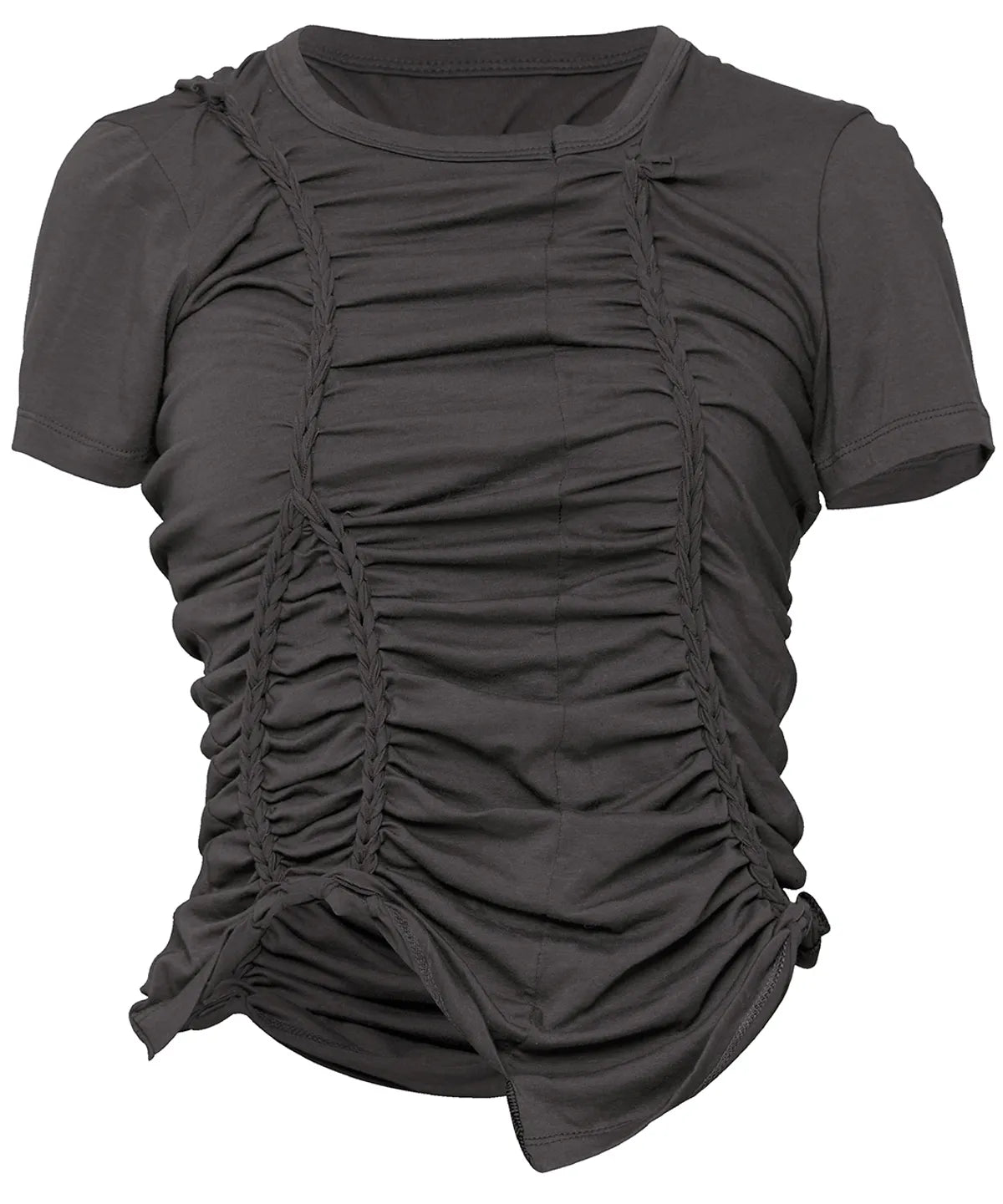 【Flare up】Handmade Twisted T-Shirt [White / Charcoal / Black]