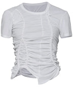 【Flare up】Handmade Twisted T-Shirt [White / Charcoal / Black]