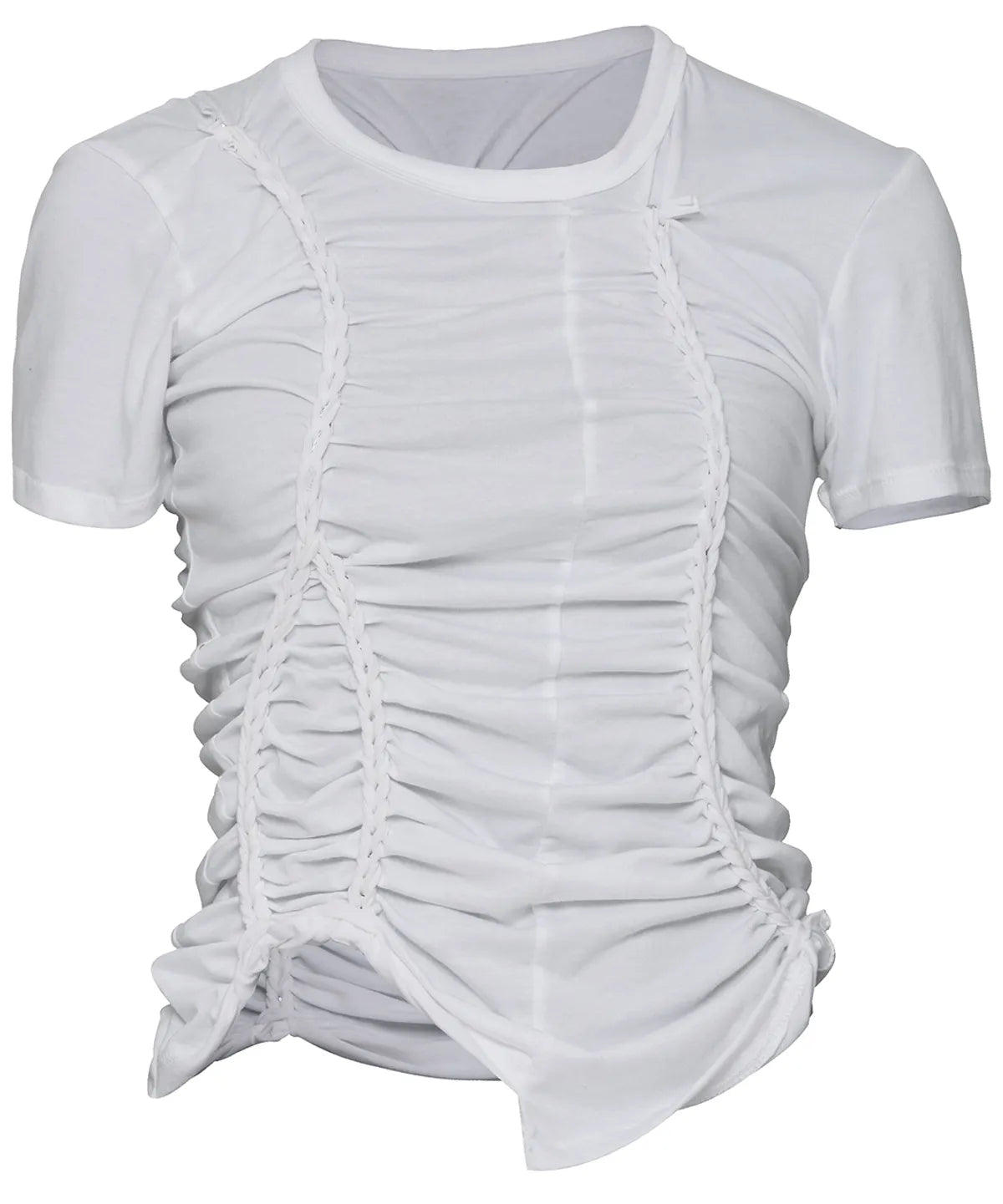 【Flare up】Handmade Twisted T-Shirt [White / Charcoal / Black]