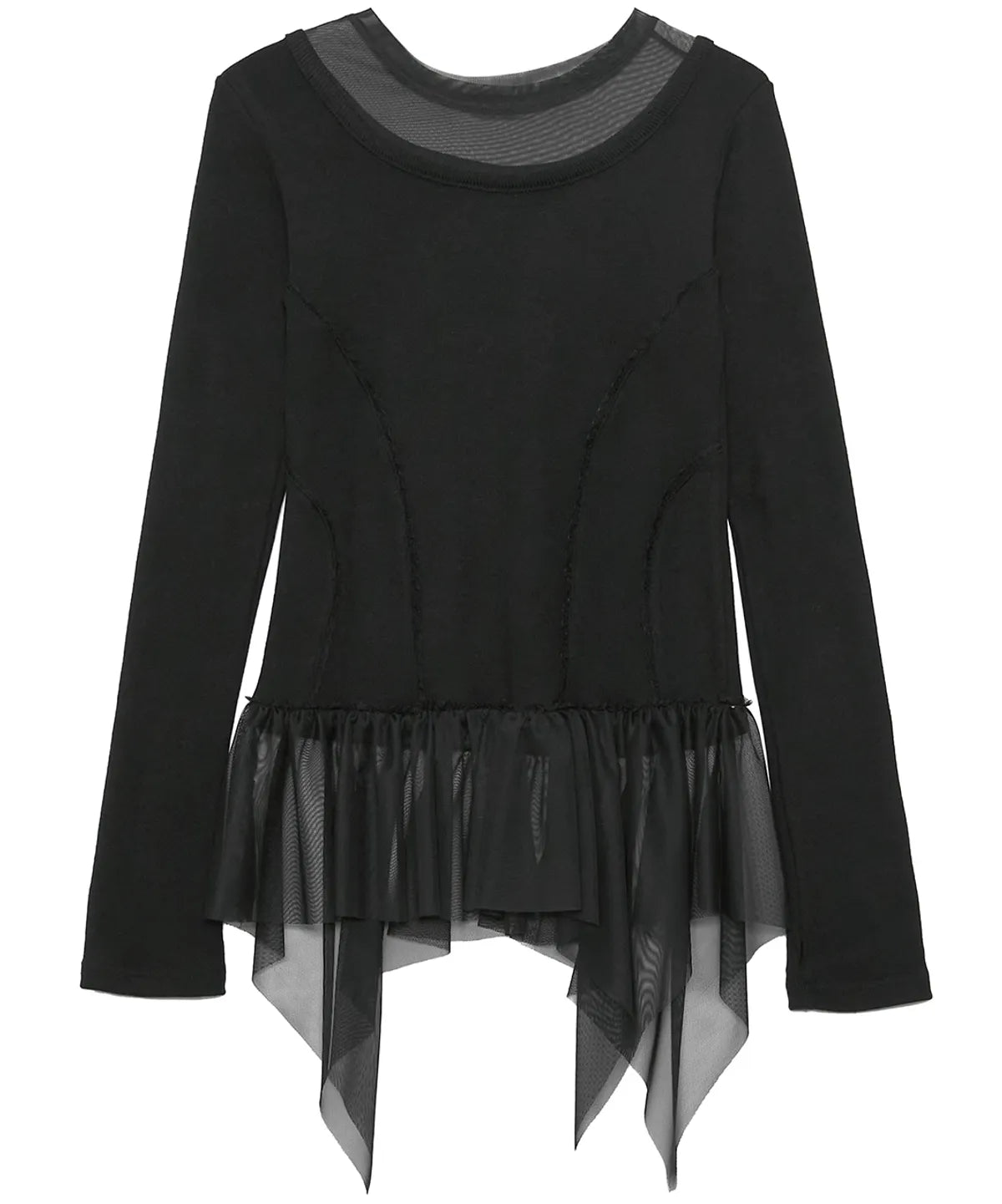 【Flare up】Layered Lace Frill Long Sleeve - 3 colors