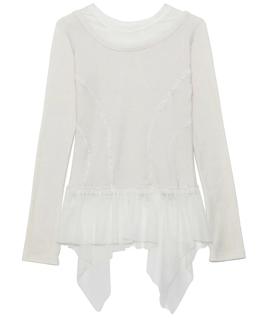 【Flare up】Layered Lace Frill Long Sleeve - 3 colors