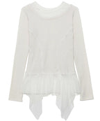 【Flare up】Layered Lace Frill Long Sleeve - 3 colors