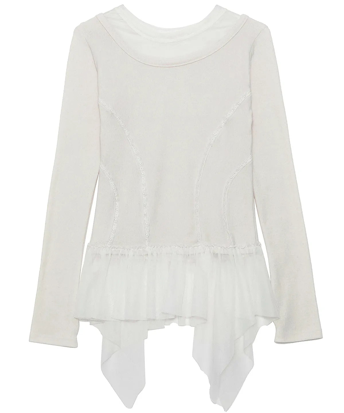 【Flare up】Layered Lace Frill Long Sleeve - 3 colors