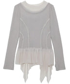 【Flare up】Layered Lace Frill Long Sleeve - 3 colors