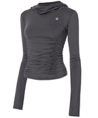 【Flare up】Hooded High Neck Long Sleeve [Charcoal / Black]
