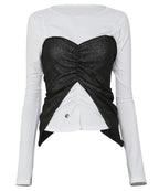 【Flare up】Bustier Layered Long Sleeve - White