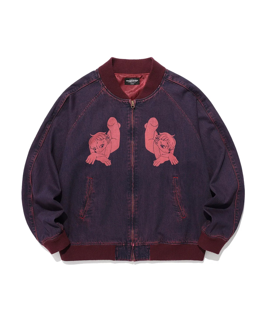 【niceghostclub】heaven denim souvenir jacket [Blue / Red]（藍色L現貨）