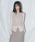 【Fancy Club】3-WAY BUTTON LAYERED LONG SLEEVE [Black / Beige]