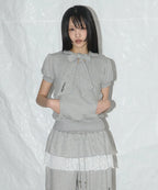 【Fancy Club】PUFF ROUND SCARF HOODIE [Gray]