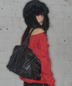 【Fancy Club】BELTED WASHING LEATHER BAG [Black / Gray / Baby Pink]