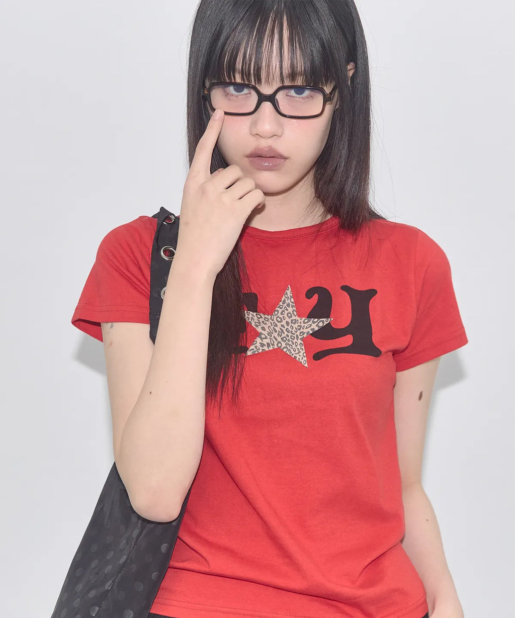 【Fancy Club】FY LEOPARD TEE [White / Red / Black]