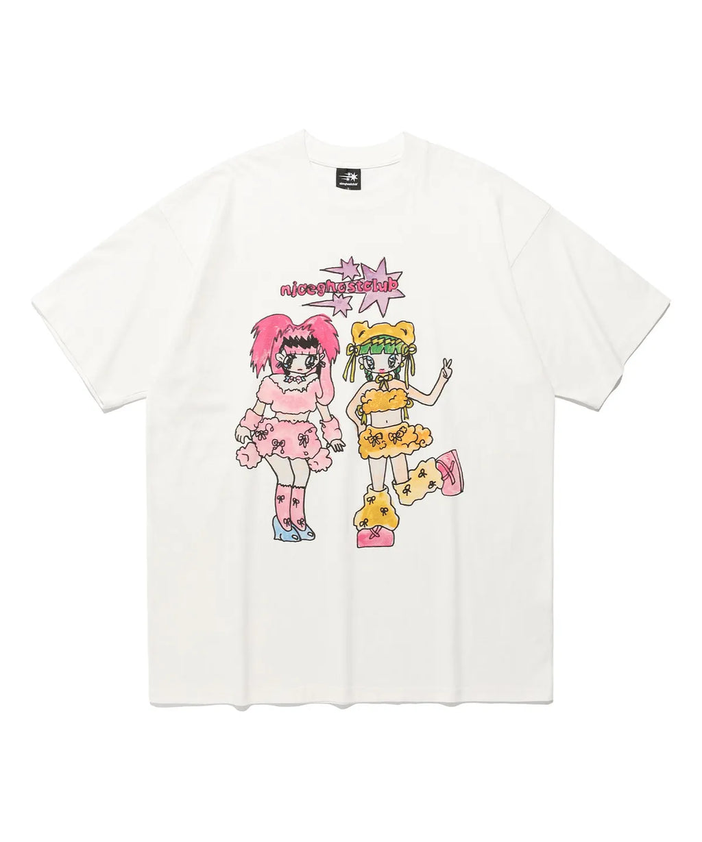 【niceghostclub】[ x soulpusssy cat ] ghostsoulgirl rabbit&bear big big tee [white/black]