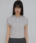 【Flare up】Kaya Shirred Hoodie [Black / Gray]