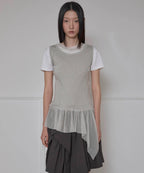 【Flare up】Layered Lace Frill Sleeveless - 3 colors