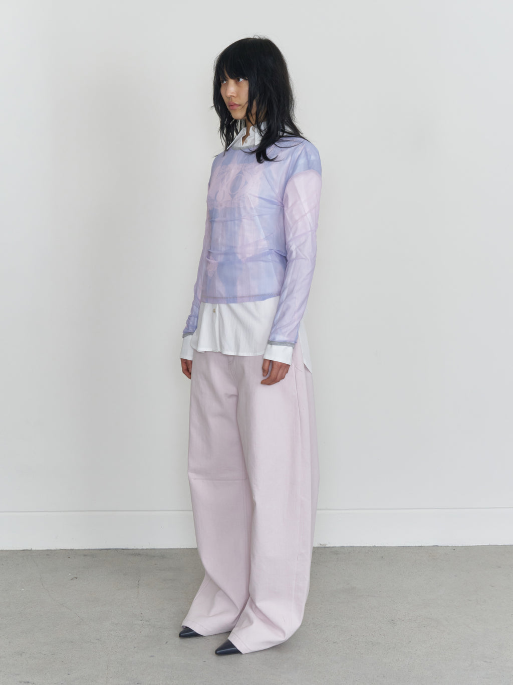 【odlyworkshop】Ribbed Long Mesh Tee - 2 colors