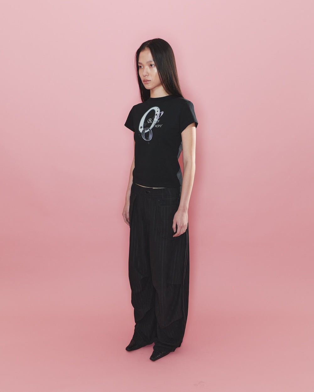 【odlyworkshop】 Blown Baby Tee - black
