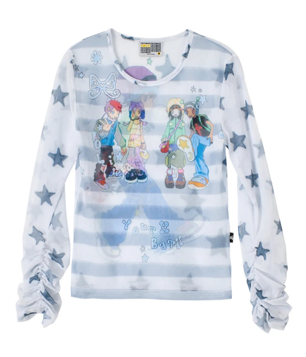 【youthbath】YB x Oliwa Mesh Graphic Stripe Top