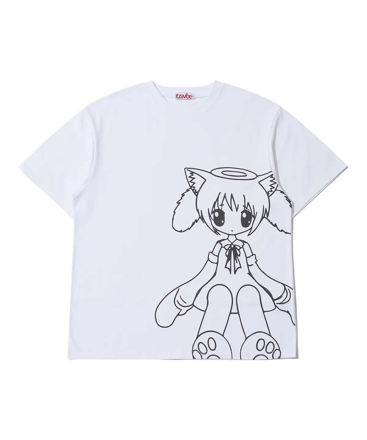 【itzavibe】CAT GIRL T SHIRT [ WHITE / BLACK / MINT ]