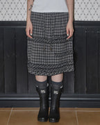 【Fancy Club】SHUSHU FRILL BLACK MIDI SKIRT [Black / White]