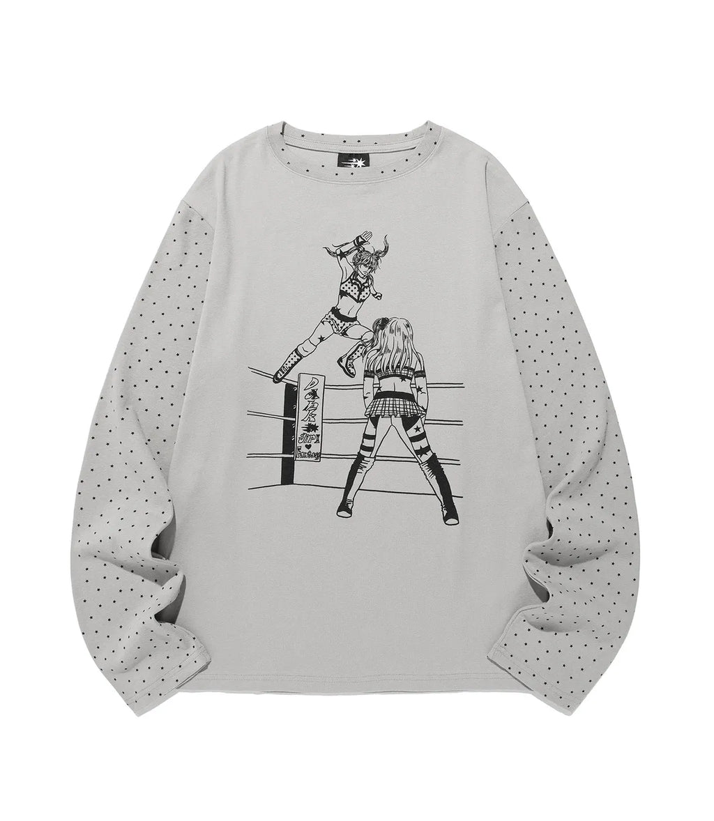 【niceghostclub】  wrestling star tee [ grey / brown ]