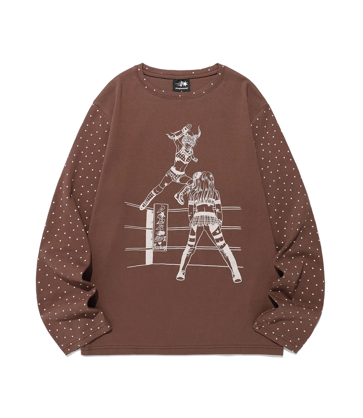 【niceghostclub】  wrestling star tee [ grey / brown ]