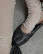 【PAES】Leather String Vintage Flat  [ White / Black ]