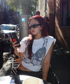 【3hreeto8ighty】SNAP CORSET GRAPHIC T-SHIRT - 2 colors
