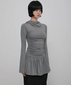 【Flare up】Hooded High Neck Long Dress - 3 colors
