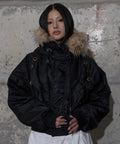 【Fancy Club】EYELET FUR MA-1 JACKET - 4 colors