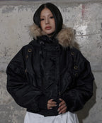 【Fancy Club】EYELET FUR MA-1 JACKET - 4 colors