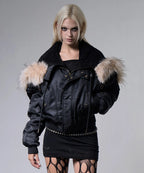 【Fancy Club】EYELET FUR MA-1 JACKET - 4 colors