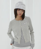 【Fancy Club】AIRY BUTTON CARDIGAN [Melange / Beige / Gray]